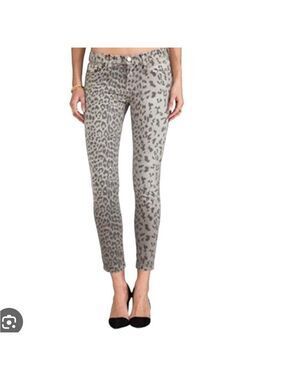 Current Elliott The Rolled Skinny Grey Leopard corduroy pants 26